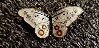 Vintage Collector Hroar Prydz Norway Sterling 925 Enameled Butterfly Brooch