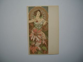 Antique Postcard By Alphonse Mucha « Ruby»
