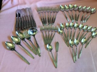 Vintage Style House Usa Stainless Silverware Fancy Flatware Plus Serving 48