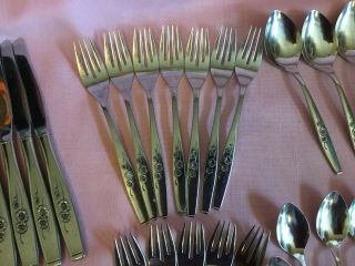 Vintage Style House USA Stainless Silverware Fancy Flatware Plus Serving 48 3