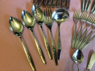 Vintage Style House USA Stainless Silverware Fancy Flatware Plus Serving 48 7