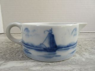 Antique Hand Painted Blue & White German Porcelain Creamer Sailboats