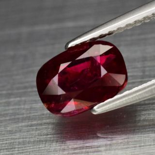 Rare 2.  01ct 8x6mm Cushion Natural Unheated Untreated Red Ruby,  Mozambique