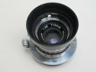 RARE Leica LTM Nikkor 3.  5cm f:2.  5 Nippon Kogaku Japan lens with HOOD shade LQQK 10