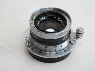 RARE Leica LTM Nikkor 3.  5cm f:2.  5 Nippon Kogaku Japan lens with HOOD shade LQQK 3