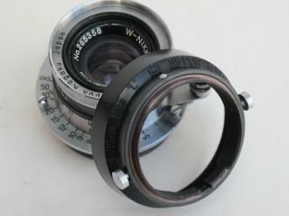 RARE Leica LTM Nikkor 3.  5cm f:2.  5 Nippon Kogaku Japan lens with HOOD shade LQQK 4