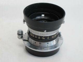 RARE Leica LTM Nikkor 3.  5cm f:2.  5 Nippon Kogaku Japan lens with HOOD shade LQQK 9