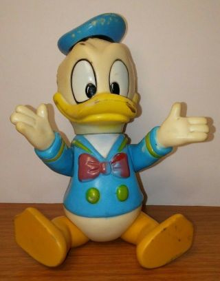 Vintage Disney Donald Duck Squeak Toy Jointed Poseable Made In Japan