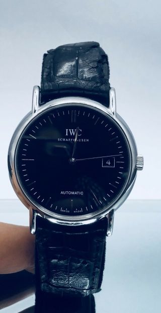 Iwc Portofino 3533 Stainless Steel Black Dial 37mm Automatic Watch Retire/rare