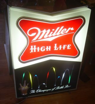 Miller High Life Lighted Bouncing Ball Beer Sign Rare Giant Size 2 Sided V - Top