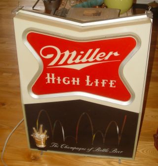 MILLER HIGH LIFE Lighted Bouncing Ball Beer Sign RARE Giant Size 2 Sided V - Top 2