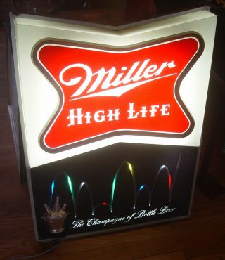 MILLER HIGH LIFE Lighted Bouncing Ball Beer Sign RARE Giant Size 2 Sided V - Top 4