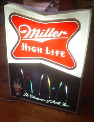 MILLER HIGH LIFE Lighted Bouncing Ball Beer Sign RARE Giant Size 2 Sided V - Top 6