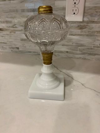 Antique Milk Glass Oil Lamp Base Only
