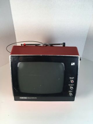 Vintage Toshiba TV T0921C Space Age Mod RED ORANGE Portable 1970’s Television 2