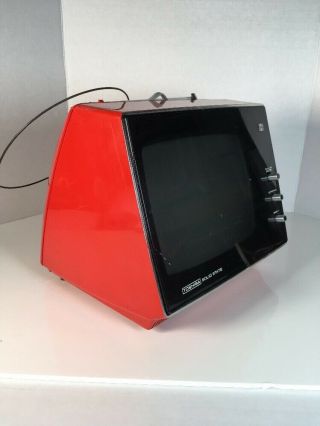Vintage Toshiba TV T0921C Space Age Mod RED ORANGE Portable 1970’s Television 3