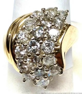 14k Yellow Gold Approx 3.  5ctw Fine Diamond Ladies Vintage Waterfall Ring Size 8
