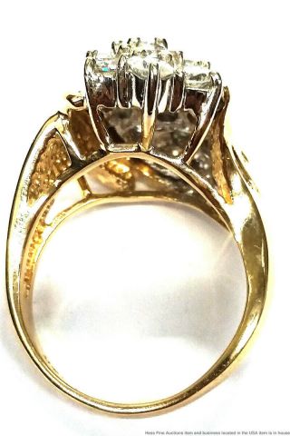14K Yellow Gold Approx 3.  5ctw Fine Diamond Ladies Vintage Waterfall Ring Size 8 7