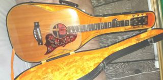 Vintage Nippon Gakki Yamaha Fg - 300 Red Label Acoustic Guitar Mij 1971 W/ Case