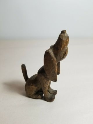 Hand Carved Wood Wooden Hound Dog Puppy Figurine Primitive Folk Art Vintage