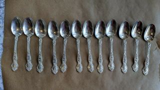 Set Of 12 Old Wallace Sterling Silver Violet 6 " Tea Spoons