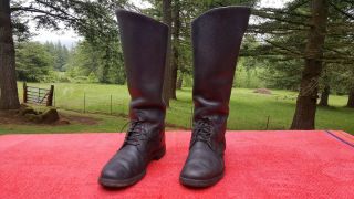 Vtg 19 " Tall Wesco Police Motorcycle Boots Black Leather Authentic Usa 11.  5