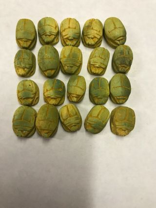20 Egyptian Scarab Beetle Handmade Ceramic Stone Beads For Jewelry Making