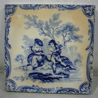 Antique Mintons China Work Stoke On Trent Porcelain Ceramic Tile.  6x6 Inches.
