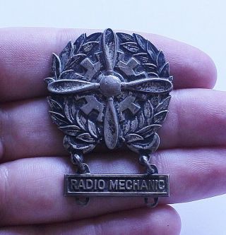 Antique Wwii Sterling Silver Radio Mechanic Army Air Corps Badge