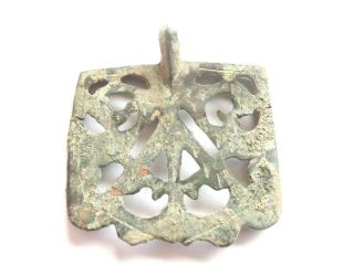 Great Viking Era Large Openwork Bronze Amulet / Pendant - Wearable