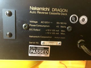 Vintage Nakamichi DRAGON Auto - Reverse Cassette Tape Deck 9