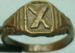 20th C.  Bronze Ring,  " X "