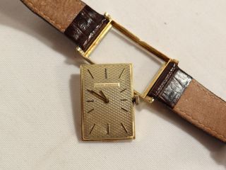 COLLECTIBLE VINTAGE GIRARD PERREGAUX MEN ' S WRIST WATCH 18K CASE W/LEATHER STRAP 4