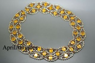 Vintage Cristobal London Topaz Yellow Brown Swarovski Crystal Bib Necklace