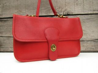 Vintage Coach Bag Double Sided Clutch Shoulder Bag In Red Leather Nyc