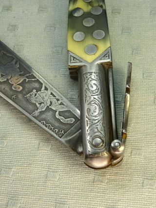 Ornate Antique Toledo Navaja Folding Lock Knife 10