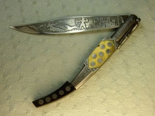 Ornate Antique Toledo Navaja Folding Lock Knife 11