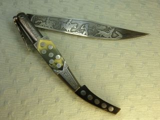 Ornate Antique Toledo Navaja Folding Lock Knife 12