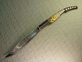 Ornate Antique Toledo Navaja Folding Lock Knife