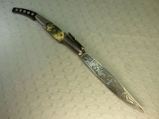 Ornate Antique Toledo Navaja Folding Lock Knife 7