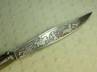 Ornate Antique Toledo Navaja Folding Lock Knife 8