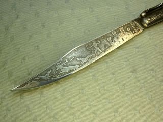 Ornate Antique Toledo Navaja Folding Lock Knife 9