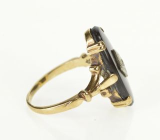 10K Retro Black Onyx Diamond Overlay Fashion Ring Size 6 Yellow Gold 46 2