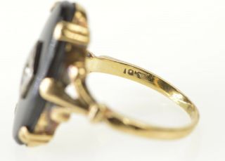 10K Retro Black Onyx Diamond Overlay Fashion Ring Size 6 Yellow Gold 46 3