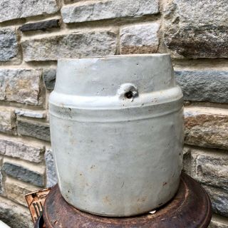 Antique Gray Salt Glazed Stoneware Crock Merchant Grocer 1890s 1/2 Gallon? 2