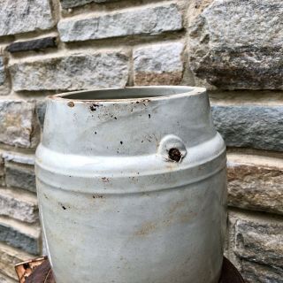 Antique Gray Salt Glazed Stoneware Crock Merchant Grocer 1890s 1/2 Gallon? 3