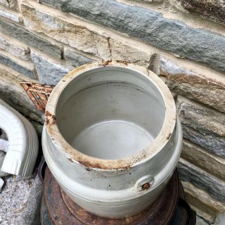 Antique Gray Salt Glazed Stoneware Crock Merchant Grocer 1890s 1/2 Gallon? 4