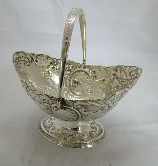 Antique Victorian Sterling Silver Embossed Sugar Basket,  1894,  195 Grams