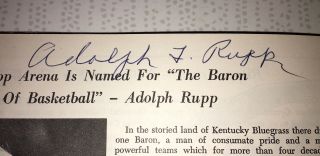 ADOLPH RUPP Signed Kentucky Basketball Program w/COA RARE 1st Game at Rupp Arena 4