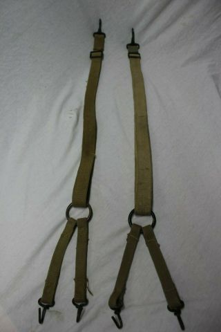 Us Military Ww2 Era Combat Suspenders Cartridge Belt Suspenders Set Khaki A1